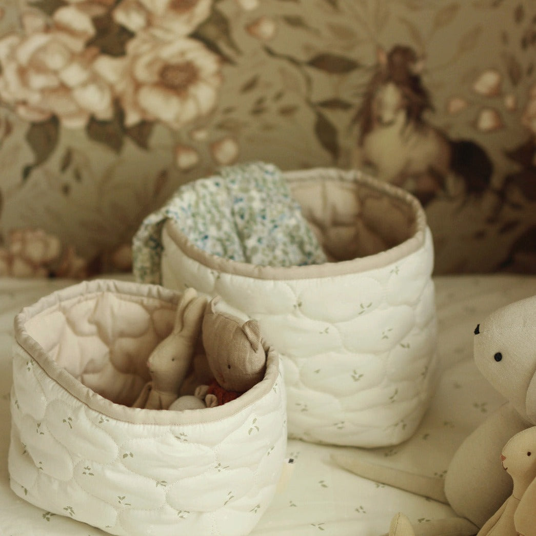 Small Quilted Storage Baskets Set of 2 Nettle Scatter